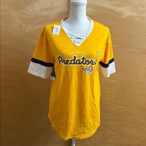 NWT Pro Edge By Knights Apparel Nashville Predators Hockey Criss Cross Front Top